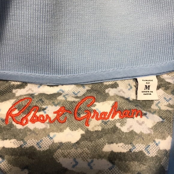 Robert Graham Classic Fit Skull Polo Shirt Men’s M Light Blue Short Sleeve - Picture 8 of 8